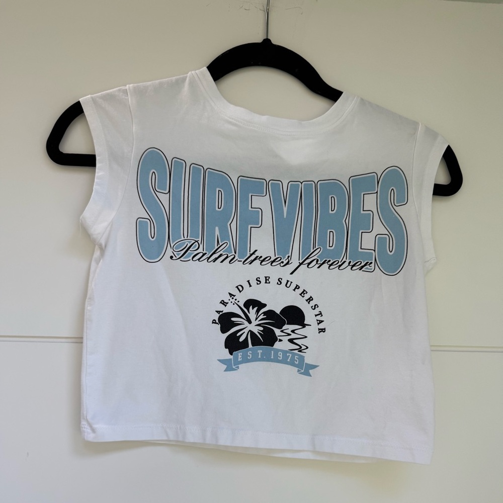 ZARA SURF VIBES KIDS SHIRT/ blue and white/ size 11-12 cropped tank top
